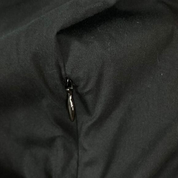 ALICE+OLIVIA Dress ~M Black Poplin Built-In-Skirt Roll-Tab-Slv Mini Knee Office - Picture 5 of 11